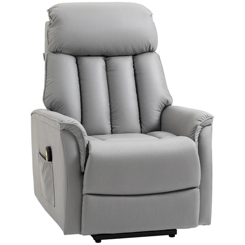 Rootz Stand-up Chair - Relaxation Chair - TV Chair - Including Cable Remote Control - 1 Side Pocket - Gray - 80 x 94 x 104 cm