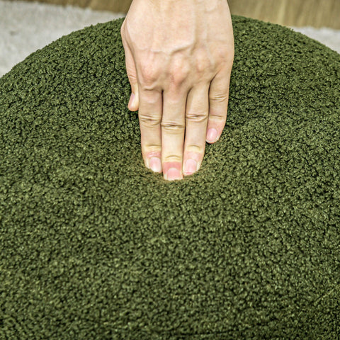 Rootz Round Stool - Ottoman - Footrest - Supports Up to 120kg - Ø40x45H cm - Green Teddyfleece