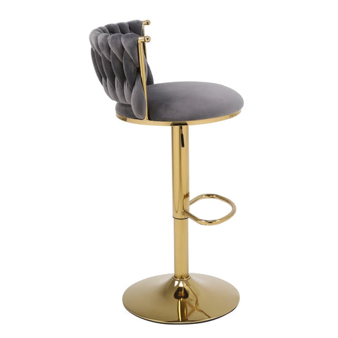 Rootz Bar Chair - Swivel Seat - Height Adjustable - Velvet Comfort - 46.9cm x 51.9cm x 102.9cm