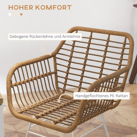 Rootz Rattan Dining Chairs - Kitchen Chairs - Wicker Furniture - Comfortable Seating - 56cm x 60cm x 79cm