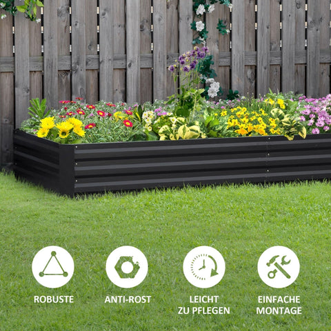 Rootz Steel verhoogd bed - tuinplanter - groentebed - roestbestendig - onkruidbestrijding - eenvoudige montage - 241 cm x 90,5 cm x 30 cm