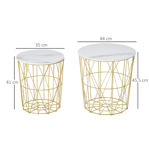 Rootz Set of 2 Nesting Coffee Tables - Side Tables - Retro Tables - Elegant Design - 44cm x 45.5cm & 35cm x 41cm