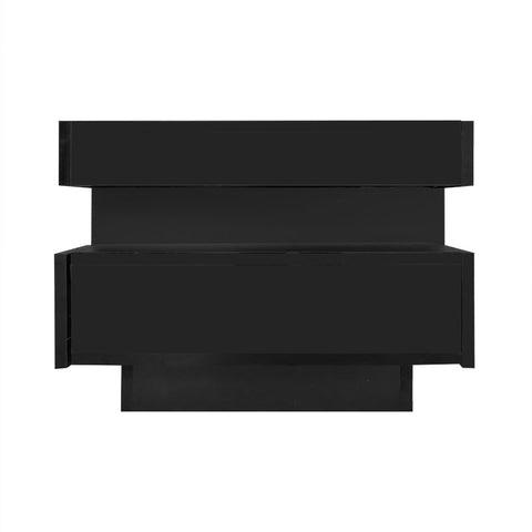 Rootz Coffee Table - Elegant Center Table - High-Gloss Finish - LED Lighting & Storage - 80L x 50W x 36H cm - Luxurious Living Room Highlight