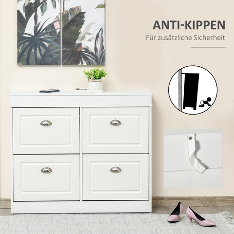 Rootz Shoe Cabinet with 4 Drawers - Storage Unit - Modern Organizer - Holds 32 Pairs - 98cm x 24cm x 83cm