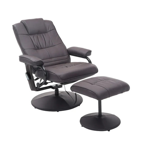 Rootz Massage Chair - Relaxation Chair - Including Footstool - 10 Vibration Points - 1 Remote Control - Brown - 77cm x 84cm x 95cm