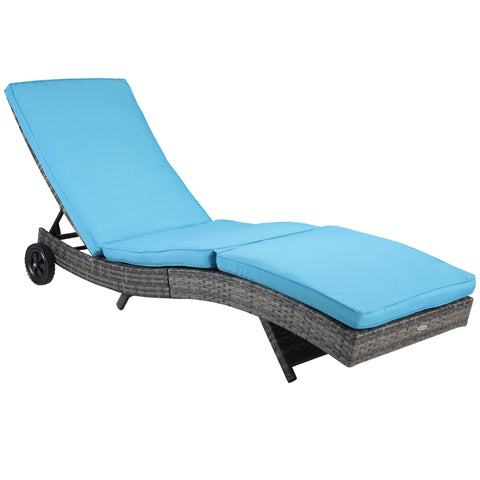 Rootz Sun Lounger Deck Chair - Outdoor Recliner - Adjustable Backrest - Removable Mattress - 207cm x 70cm x 70cm