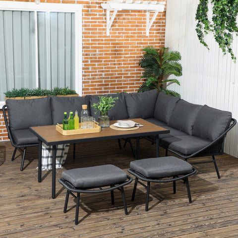 Rootz Garden Furniture Set - 5 Piece Outdoor Patio Set - Rattan Furniture - Steel Frame - Weatherproof - Cozy Seating Area - 193cm x 72cm x 75cm