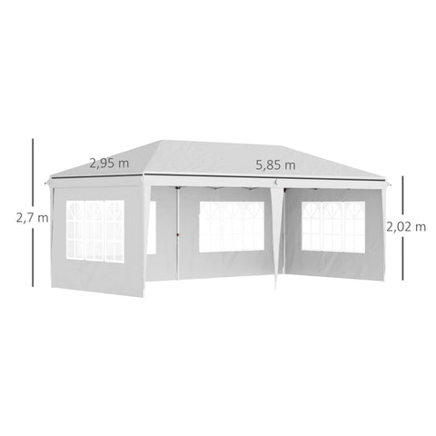 Rootz 3x6m Folding Gazebo - Party Tent - Removable Sidewalls - Sturdy Steel Frame - 5.85m x 2.95m for Versatile Outdoor Events