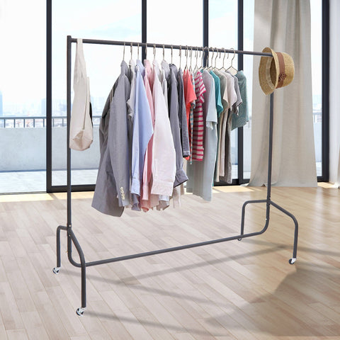 Rootz Metal Clothes Rack - Clothes Trolley - Rolling Coat Rack - High Stability - 180x60x150 cm