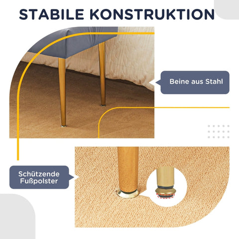 Rootz getufte bank - fluwelen look - gestoffeerde zitting - comfortabele zitting - hoge stabiliteit - 115 cm x 46 cm x 49 cm