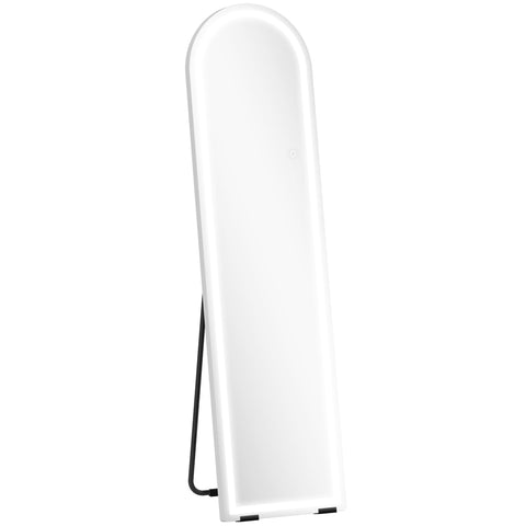 Rootz Full Length Mirror with LED Lights - Dressing Mirror - Vanity Mirror - Dimmable Lighting - Arch Shaped - White - 150 x 40 cm