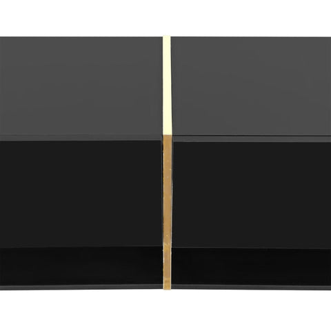Rootz High-Gloss TV Cabinet - Entertainment Unit - Media Console - Elegant Gold Edge - 172L x 35W x 40H cm
