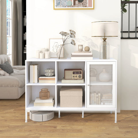 Rootz Buffet Storage Cabinet - Sideboard - Cupboard - Adjustable Shelves - 120cm x 37cm x 81.5cm - Versatile Storage & Ventilation