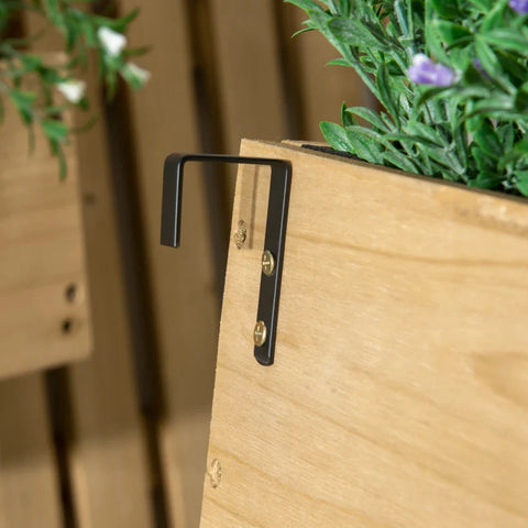 Rootz Wall-mounted Wooden Garden Planters with Trellis - Drainage Holes - 3 Movable Planter Boxes - Wall Raised Garden Bed for Patio - Natural - 60 x 16 x 80 cm