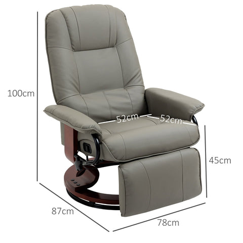 Rootz Swivel Recliner Chair - TV Chair - Manual Footrest - Faux Leather - 78cm x 87cm x 100cm