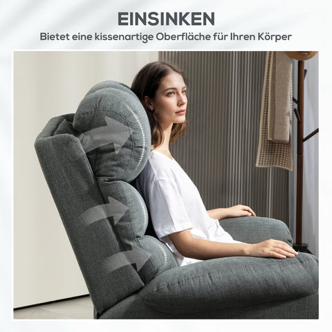 Rootz Grey Electric Reclining Armchair - Upholstery Chair - Massage Function - Senior Mobility Aid - 93cm x 100cm x 112cm