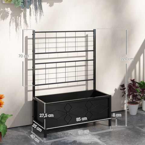 Rootz Raised Bed with Trellis - Planter Box - Garden Container - Weather-Resistant - 90cm x 40cm x 120cm