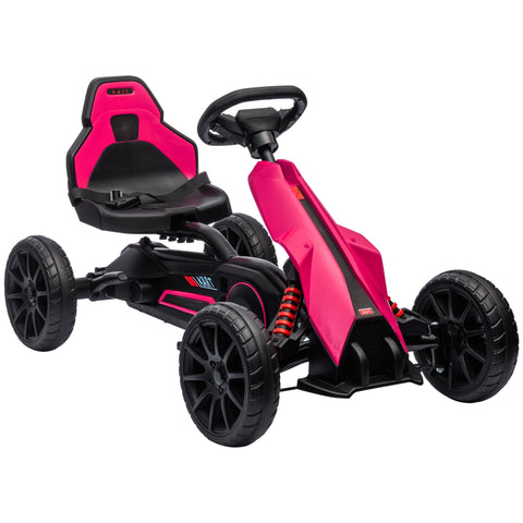 Rootz Children's Go-Kart - Pedal Vehicle - Kid's Racer - Adjustable Seat - Promotes Activity - 100cm x 58cm x 58.5cm - Ages 3-8 - Pink, Black