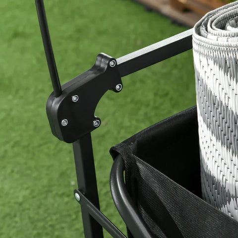 Rootz Handcart Roof - Foldable - 110L Capacity - Carry Bag - Steel Frame - 600D Oxford Polyester - Plastic - Black - 97 x 52 x 105 cm