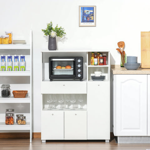 Rootz Kitchen Microwave Cabinet - Storage Buffet - Kitchen Cupboard - Ample Storage - 90L x 40W x 120H cm