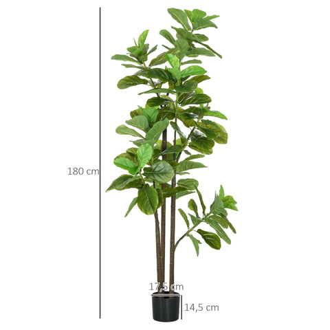 Rootz Set of 2 Artificial Plants - Fiddle Leaf Fig - Ficus Lyrata - Flawless Reality - Height 180cm with Pot - Ø17.5 x 14.5H cm