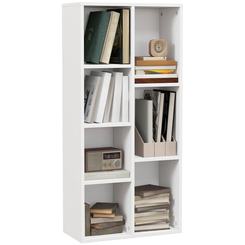 Rootz Storage Shelf Bookshelf - Display Shelf - 7 Cubes Organizer - Stable Chipboard - 50b x 24t x 106h cm, White