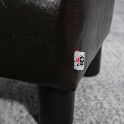 Rootz Kruk met stoffen bekleding - Kunstleer Poef - Voetensteun - Duurzaam en waterbestendig - Dikke vulling - Stabiele kunststof poten - 40 x 30 x 24 cm - Koffie