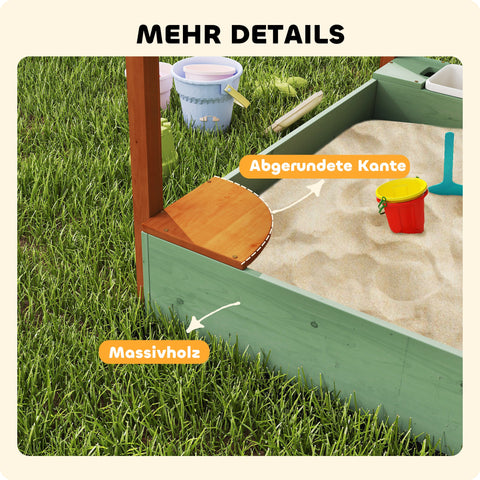 Rootz Children's Sandpit with Sunroof - Playground - Outdoor Play Set - Sun Protection - 116cm x 112.5cm x 128cm