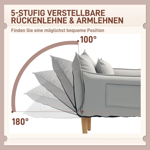 Rootz 2 in 1 Adjustable Lounge Chair - Floor Chair - Upholstered Chair - Optimal Comfort - 75W x 68D x 78H cm, 130W x 120D x 40H cm