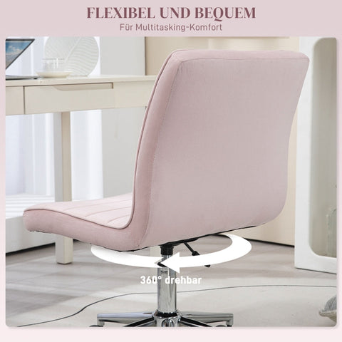 Rootz Office Chair - Computer Chair - Desk Chair - Height Adjustable - Soft Padding - Easy Mobility - 51cm x 64cm x 78-88cm - Pink Velvet Look