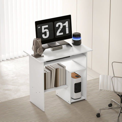 Rootz Computer Table - Desk - Workspace Station - Space-Saving Solution - 80 x 45 x 75 cm - White