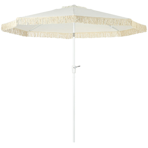 Rootz Garden Parasol - Outdoor Tiltable Umbrella - Sunshade - Optimal UV Protection - Ø 2.65m x 2.45m - White