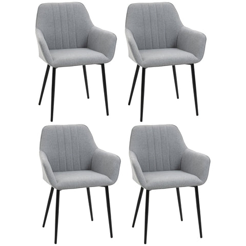 Rootz 4 Piece Set Upholstered Chairs - Comfortable Seating - Ergonomic Dining Chairs - Metal Legs - 59.5cm x 56.5cm x 81cm