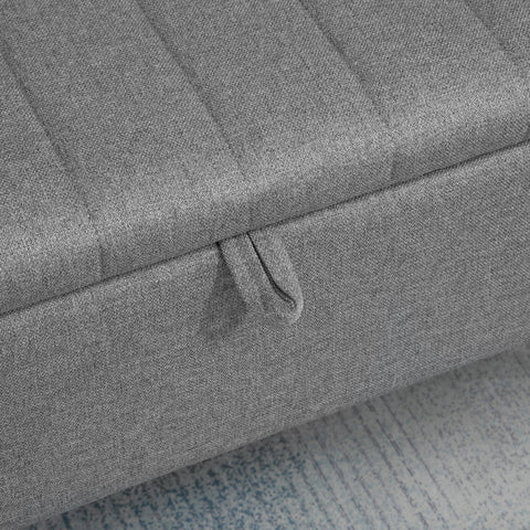 Rootz Upholstered Storage Bench - Seat Chest - Linen Look - Extra Storage - 102 x 40 x 44 cm - Grey