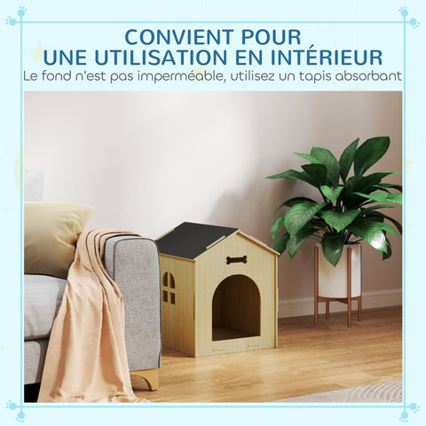 Rootz Dog House Niche - Pet Connector - Animal Retreat - Easy to Clean - 44cm x 57cm x 58cm Brown and Black