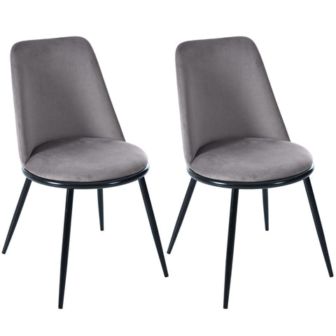 Rootz 2 Piece Set Dining Chairs - Velvet Upholstery - Ergonomic Chairs - Back Support - 50L x 48W x 88H cm