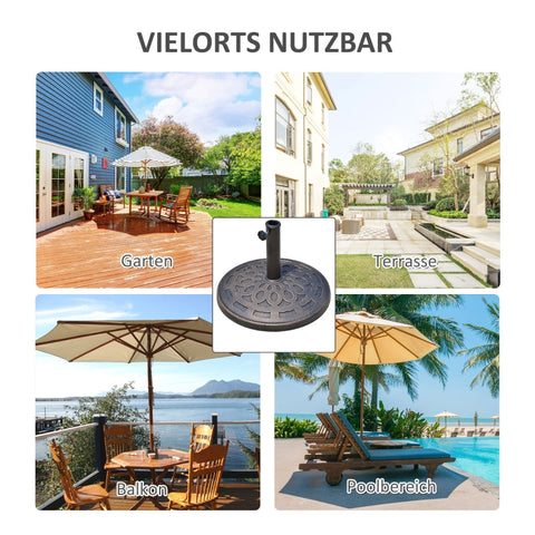 Rootz Umbrella Stand Parasol Base - Secure Parasol Holder - Stable Umbrella Stand - Stylish Outdoor Base - 48.5cm x 34cm - Resin and Steel
