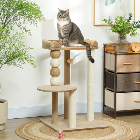 Rootz Luxurious Cat Tree - Scratching Post - Kitty Tower - Comfort for Larger Cats - 56L x 54W x 86H cm
