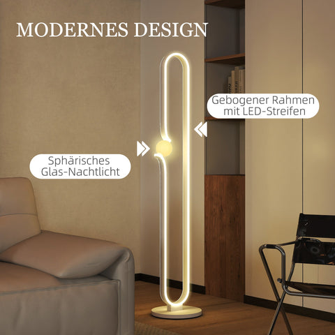 Rootz LED Floor Lamp - Musical Note Design - Glass Screen Lamp - Stylish Room Lighting - 28cm x 28cm x 145cm