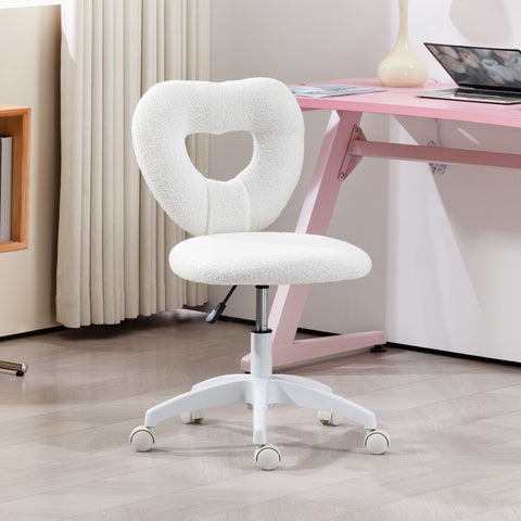 Rootz Desk Chair - Office Chair - Heart-Shaped Backrest - Cozy Teddy Fleece - 45cm x 56cm x 78-88cm