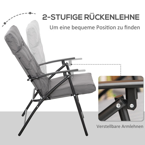 Rootz Camping Chair - Folding Chair - Portable Seat - Adjustable Backrest - Grey Oxford Fabric - 65x65x94cm