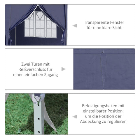 Rootz Folding Gazebo - Pop-Up Canopy - Outdoor Shelter - Durable Steel Frame - Easy Assembly - Versatile Design - 585cm x 295cm - Blue