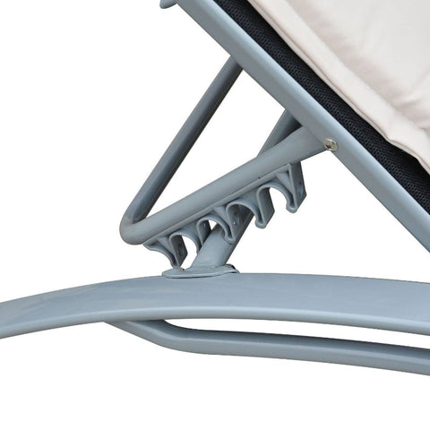 Rootz Sun Lounger with Cushion and Neck Pillow - Garden Recliner - Outdoor Chaise Lounge - Ultimate Comfort - Adjustable Backrest - Weatherproof - L170 x W64 x H82 cm - Aluminum Make