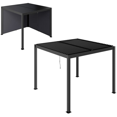 Rootz Aluminum Pergola - Bioclimatic Gazebo - Outdoor Shelter - Waterproof, Rust-Resistant, Hidden Drainage - 298cm x 298cm x 223.5cm