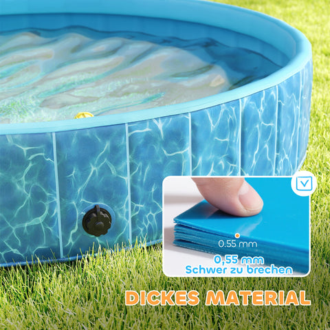 Rootz Foldable Dog Pool - Paddling Pool - Pet Swimming Pool - Scratch-Resistant - Ø120 x 30 cm - Blue