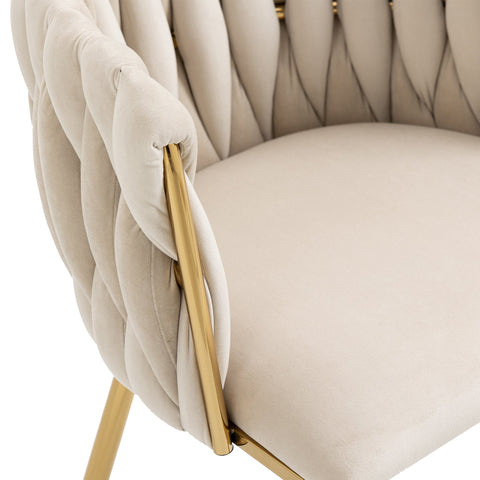 Rootz Set of 2 Velvet Dining Chairs - Upholstered Seating - Ivory White Chairs - Comfort Thick Padding - 54cm x 52cm x 72cm