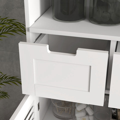 Rootz Bathroom Cabinet - Storage Organizer - Space Saver - Height-Adjustable Shelf - 61 x 30.5 x 109.5 cm - White MDF