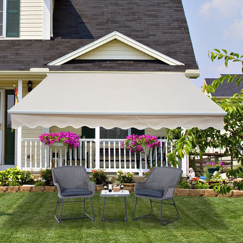 Rootz Folding Arm Awning - Adjustable Clamp Awning - Patio Awning - Sun Protection - Easy Operation - Durable Materials - 450cm x 300cm