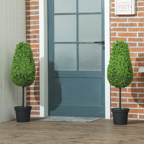 Rootz 2 Piece Set Artificial Boxwood - Faux Plant - Faux Greenery - UV Resistant - 90cm Tall - Pot Size Ø20cm