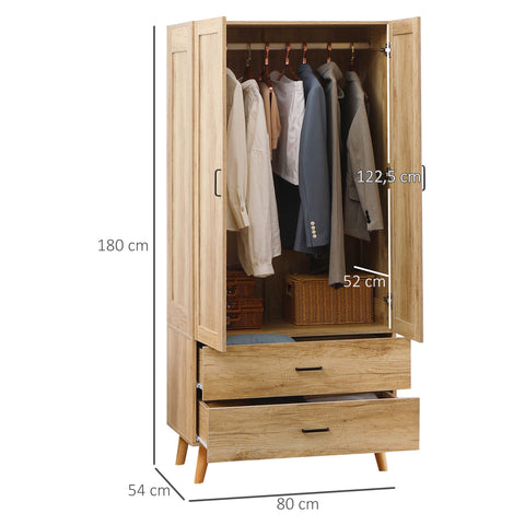 Rootz Wardrobe - Closet Storage - Clothes Organizer - Spacious Storage - 80 x 54 x 180 cm